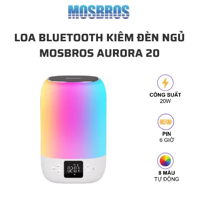 Loa bluetooth karaoke mini MOSBROS AURORA 20 - Công suất 20W, kèm micro UHF 3 chế độ, âm thanh vòm 360°, pin 4000mAh